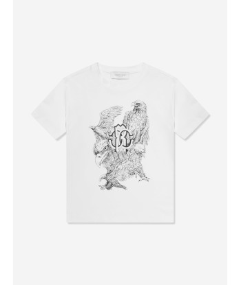 Roberto Cavalli Boys Hawk Logo T-Shirt in White Pour