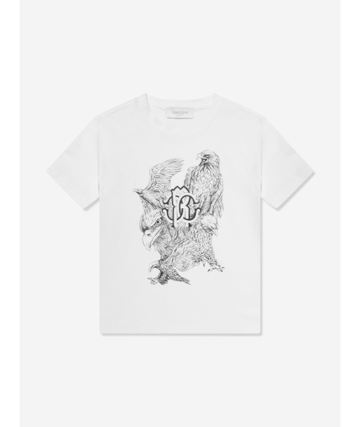 Roberto Cavalli Boys Hawk Logo T-Shirt in White Pour