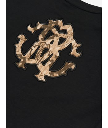 Roberto Cavalli Boys Logo T-Shirt in Black français