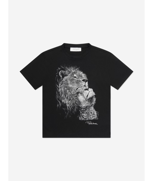 Roberto Cavalli Boys Lions T-Shirt in Black une grave pollution 