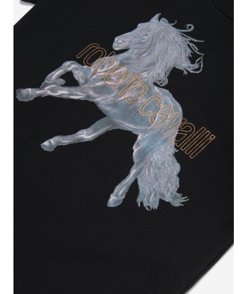 Roberto Cavalli Boys Horse T-Shirt in Black outlet