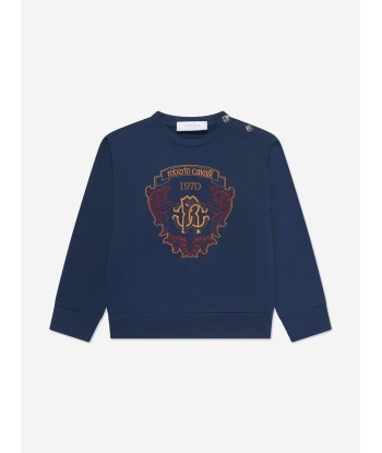 Roberto Cavalli Boys Logo Sweatshirt in Blue en linge