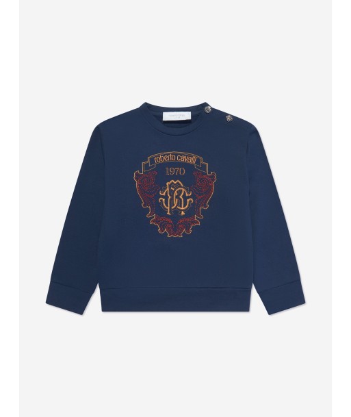 Roberto Cavalli Boys Logo Sweatshirt in Blue en linge