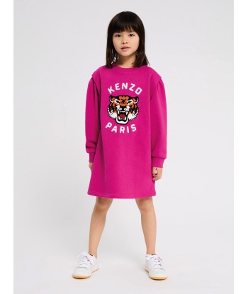 KENZO Girls Tiger Logo Dress in Pink Jusqu'à 80% De Réduction