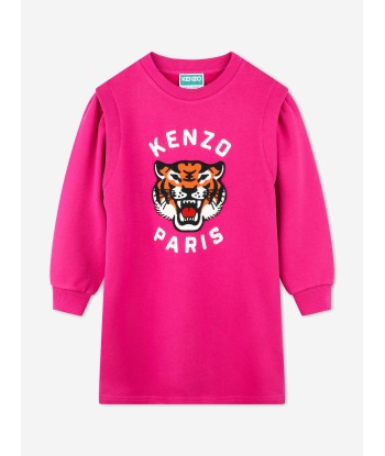 KENZO Girls Tiger Logo Dress in Pink Jusqu'à 80% De Réduction