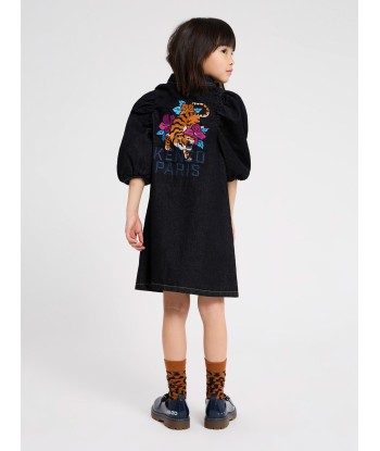 KENZO Girls Denim Logo Dress in Black livraison gratuite