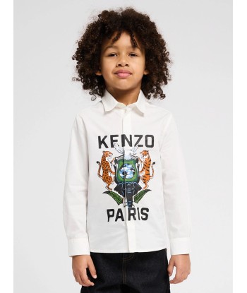 KENZO Boys Long Sleeve Logo Shirt in Ivory chez Cornerstreet bien 