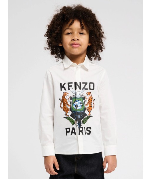 KENZO Boys Long Sleeve Logo Shirt in Ivory chez Cornerstreet bien 