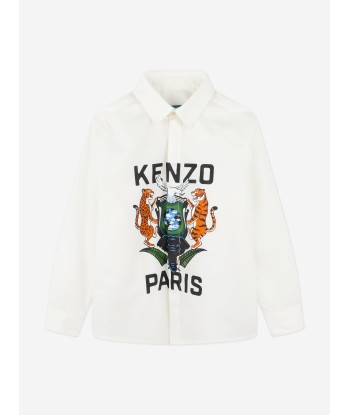 KENZO Boys Long Sleeve Logo Shirt in Ivory chez Cornerstreet bien 