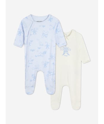 KENZO Baby Boys Paris Babygrow Set in Blue (2 Pack) de pas cher