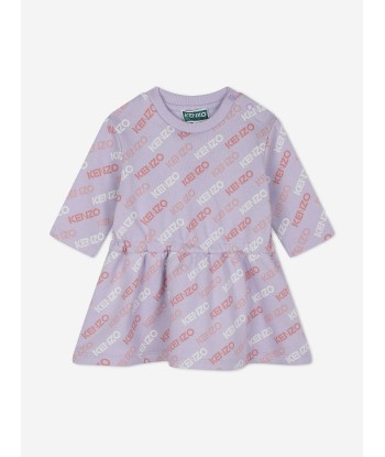 KENZO Baby Girls Logo Sweater Dress in Purple offre 