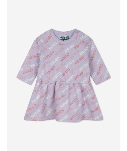 KENZO Baby Girls Logo Sweater Dress in Purple offre 