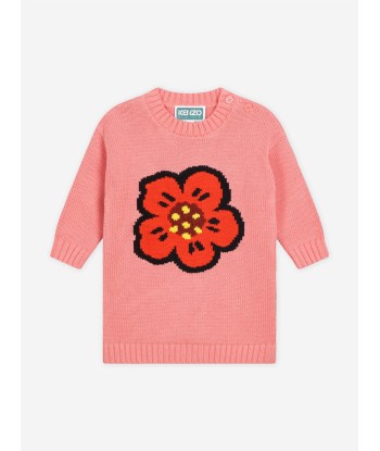 KENZO Baby Girls Boke Flower Knitted Dress in Pink votre