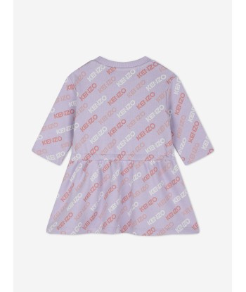 KENZO Baby Girls Logo Sweater Dress in Purple offre 