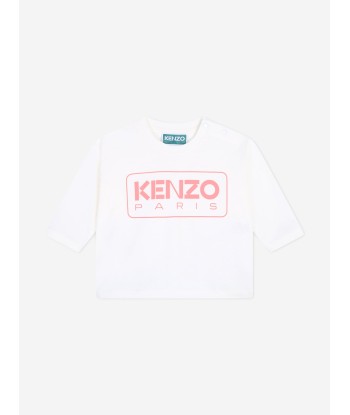 KENZO Baby Girls Long Sleeve Logo T-Shirt in Ivory À commander