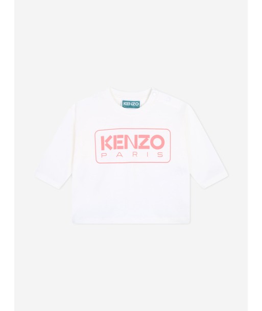 KENZO Baby Girls Long Sleeve Logo T-Shirt in Ivory À commander