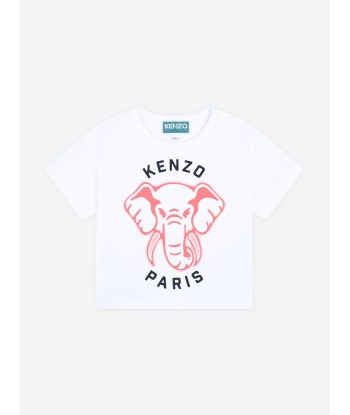 KENZO Baby Girls Elephant Print T-Shirt in White Vous souhaitez 