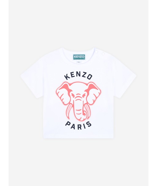 KENZO Baby Girls Elephant Print T-Shirt in White Vous souhaitez 