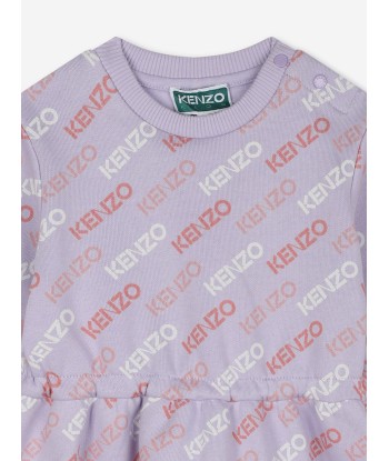 KENZO Baby Girls Logo Sweater Dress in Purple offre 