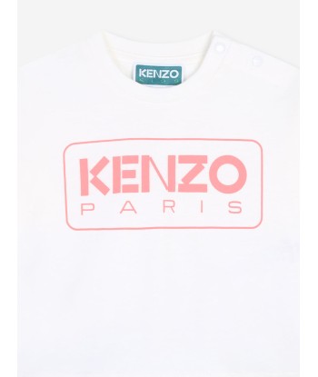 KENZO Baby Girls Long Sleeve Logo T-Shirt in Ivory À commander