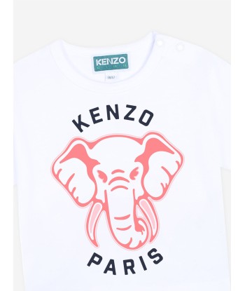 KENZO Baby Girls Elephant Print T-Shirt in White Vous souhaitez 