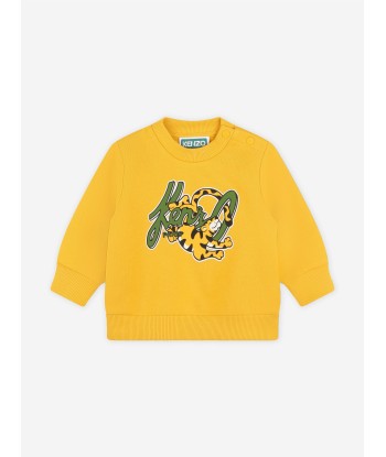 KENZO Baby Boys Tiger Logo Sweatshirt in Yellow livraison gratuite