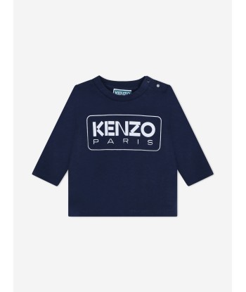 KENZO Baby Boys Long Sleeve Logo T-Shirt in Navy à prix réduit toute l'année