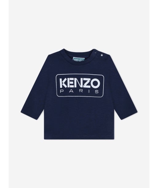 KENZO Baby Boys Long Sleeve Logo T-Shirt in Navy à prix réduit toute l'année