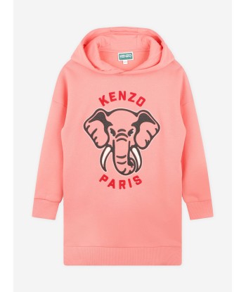 KENZO Girls Elephant Hooded Sweater Dress in Pink s'inspire de l'anatomie humaine