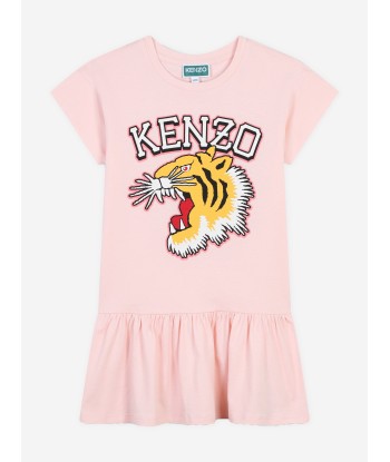 KENZO Girls Tiger Logo Jersey Dress in Pink d'Europe débarque