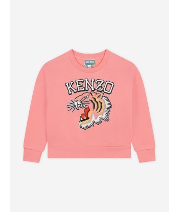 KENZO Girls Tiger Logo Sweatshirt in Pink pas cher