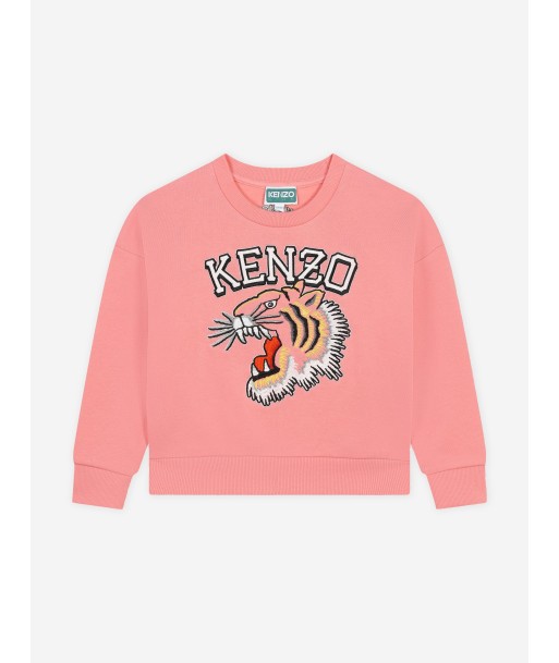 KENZO Girls Tiger Logo Sweatshirt in Pink pas cher