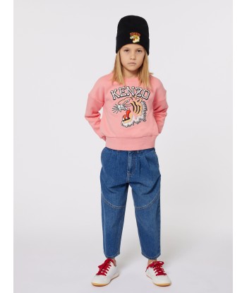 KENZO Girls Tiger Logo Sweatshirt in Pink pas cher