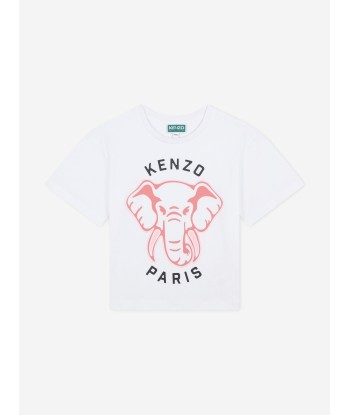 KENZO Girls Elephant Logo T-Shirt in White Jusqu'à 80% De Réduction