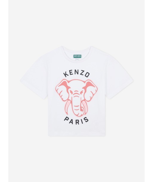 KENZO Girls Elephant Logo T-Shirt in White Jusqu'à 80% De Réduction