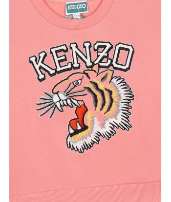 KENZO Girls Tiger Logo Sweatshirt in Pink pas cher