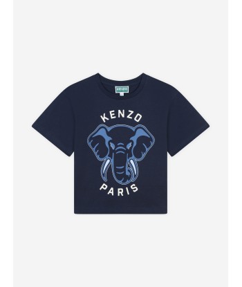 KENZO Girls Elephant Logo T-Shirt in Navy À commander