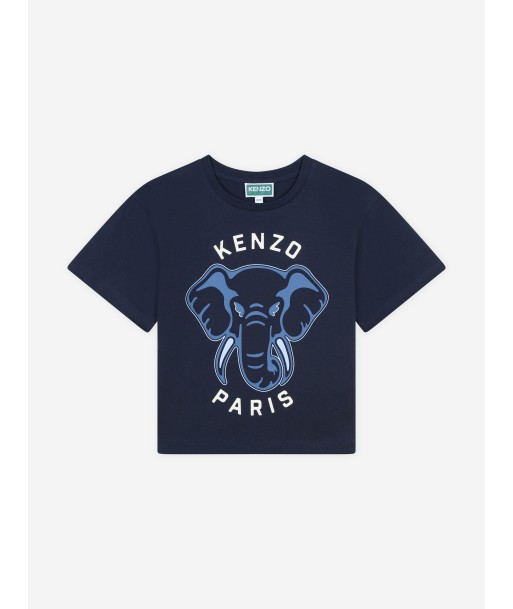 KENZO Girls Elephant Logo T-Shirt in Navy À commander