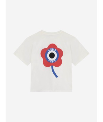 KENZO Girls Boke Flower T-Shirt in White en stock