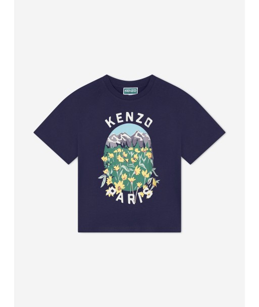 KENZO Girls Illustrated Logo T-Shirt in Navy Découvrez la collection