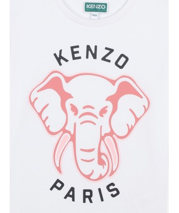 KENZO Girls Elephant Logo T-Shirt in White Jusqu'à 80% De Réduction