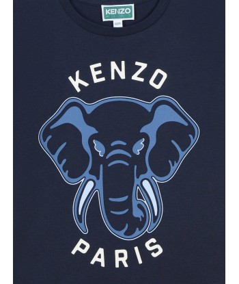 KENZO Girls Elephant Logo T-Shirt in Navy À commander