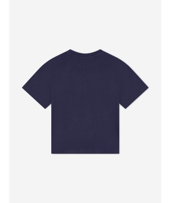 KENZO Girls Illustrated Logo T-Shirt in Navy Découvrez la collection