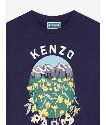 KENZO Girls Illustrated Logo T-Shirt in Navy Découvrez la collection