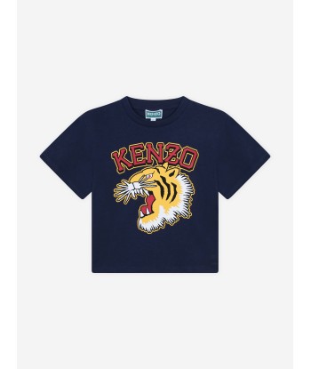 KENZO Boys Tiger Logo T-Shirt in Navy le concept de la Pate a emporter 