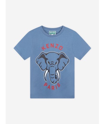 KENZO Boys Elephant Logo T-Shirt in Blue acheter en ligne