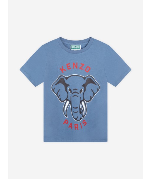 KENZO Boys Elephant Logo T-Shirt in Blue acheter en ligne