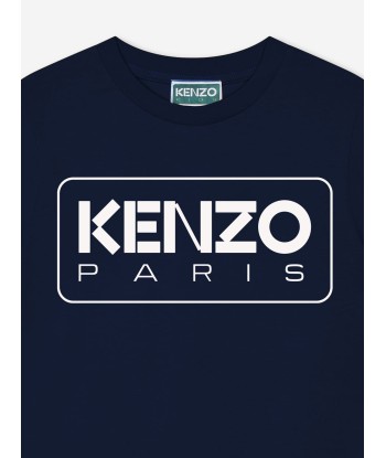 KENZO Kids Logo Print T-Shirt in Navy pas cher chine