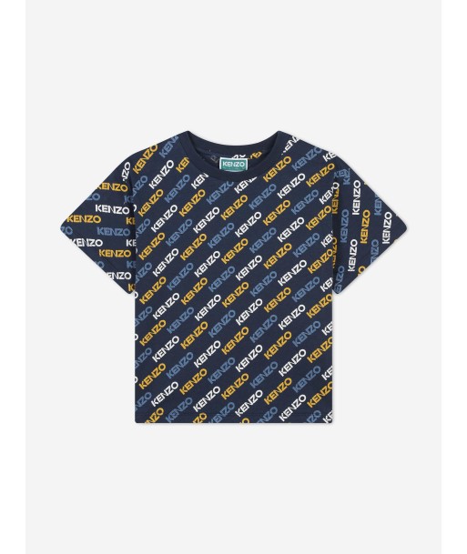 KENZO Boys Logo Print T-Shirt in Navy chez Cornerstreet bien 