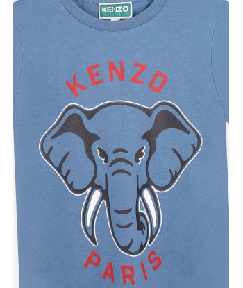 KENZO Boys Elephant Logo T-Shirt in Blue acheter en ligne